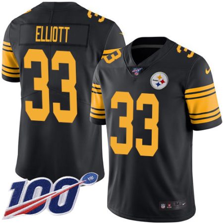 elite Steelers #33 Jalen Elliott Black Youth Stitched NFL Limited Rush 100th Season Jersey