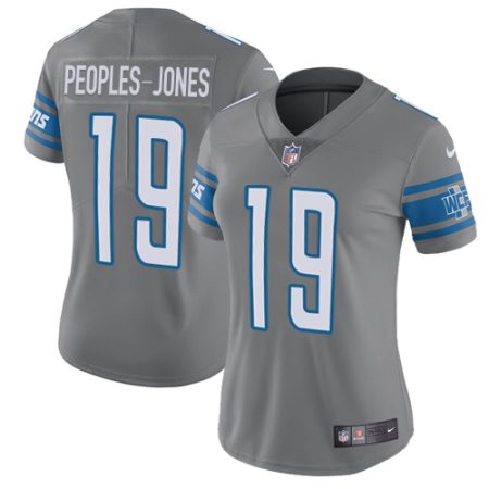 elite Lions #19 Donovan Peoples-Jones Gray Women's Stitched NFL Limited Rush Jersey