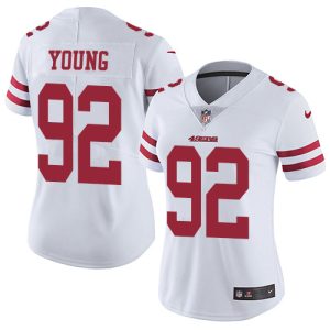 49ers #92 Chase Young White Women's Stitched NFL 100th Season Vapor Limited Jersey