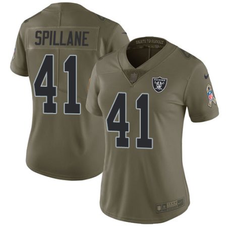 raiders #41 robert spillane olive women's stitched nfl limited 2017 salute to service elite jersey