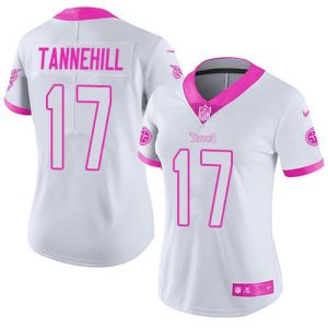 cheap Titans #17 Ryan Tannehill White/Pink Women's Stitched NFL Limited Rush Fashion Jersey