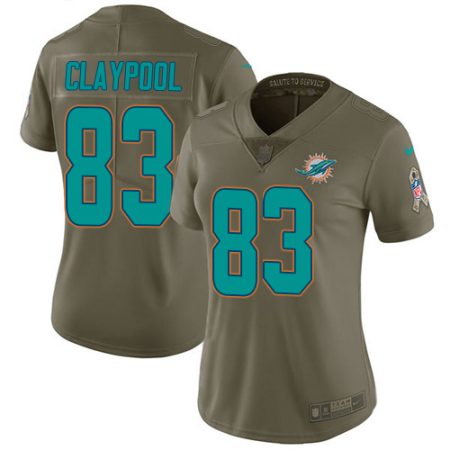 dolphins #83 chase claypool olive women's stitched nfl limited 2017 salute to service elite jersey