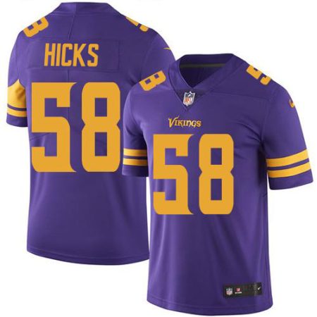 cheap Vikings #58 Jordan Hicks Purple Men's Stitched NFL Limited Rush Jersey