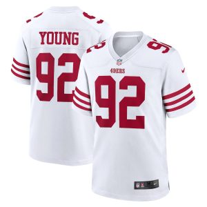 san francisco 49ers #92 chase young men's 2022 player game cheap jersey - white