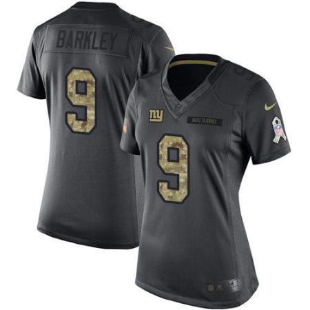 giants #9 matt barkley black women's stitched nfl limited 2016 salute to service elite jersey