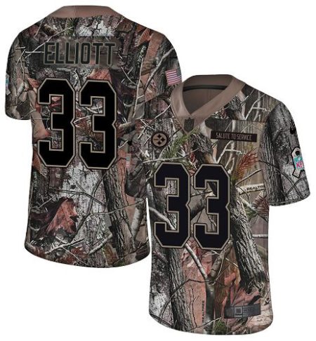 Steelers #33 Jalen Elliott Camo Youth Stitched NFL Limited Rush Realtree Jersey