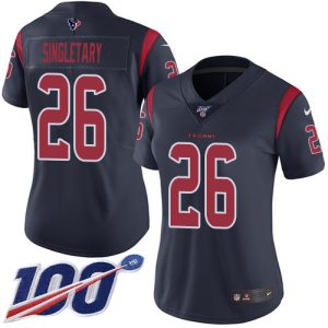 elite Texans #26 Devin Singletary Navy Blue Women's Stitched NFL Limited Rush 100th Season Jersey