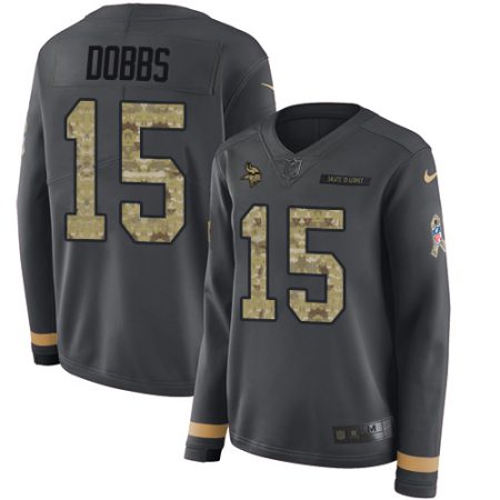 vikings #15 josh dobbs anthracite salute to service women's stitched nfl limited therma long sleeve cheap jersey