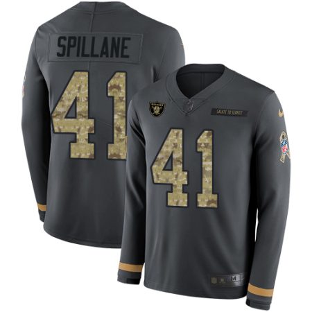 raiders #41 robert spillane anthracite salute to service youth stitched nfl limited therma long sleeve cheap jersey