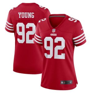 san francisco 49ers #92 chase young scarlet women's 2022-23 nfl game wholesale jersey