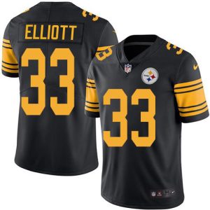 steelers #33 jalen elliott black men's stitched nfl limited rush elite jersey