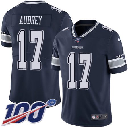 cowboys #17 brandon aubrey navy blue team color youth stitched nfl 100th season vapor untouchable limited wholesale jersey