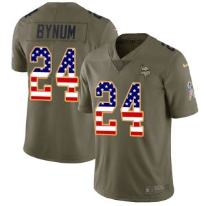 Vikings #24 Camryn Bynum Olive/USA Flag Men's Stitched NFL Limited 2017 Salute To Service Jersey