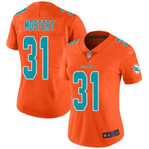 Dolphins #31 Raheem Mostert Orange Women's Stitched NFL Limited Inverted Legend Jersey