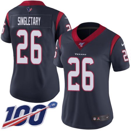 wholesale Texans #26 Devin Singletary Navy Blue Team Color Women's Stitched NFL 100th Season Vapor Untouchable Limited Jersey