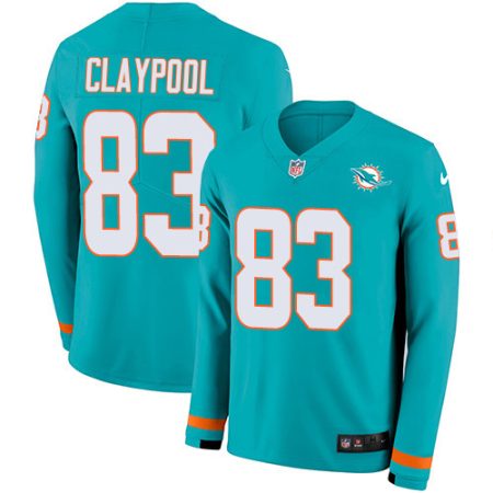 Dolphins #83 Chase Claypool Aqua Green Team Color Men's Stitched NFL Limited Therma Long Sleeve Jersey