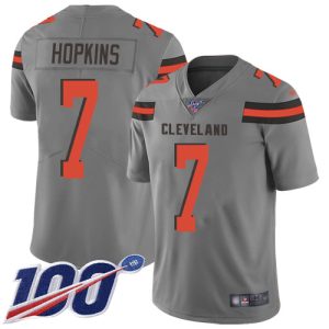 Browns #7 Dustin Hopkins Gray Men's Stitched NFL Limited Inverted Legend 100th Season Jersey