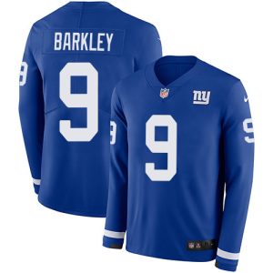 wholesale Giants #9 Matt Barkley Royal Blue Team Color Men's Stitched NFL Limited Therma Long Sleeve Jersey