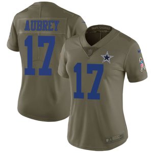 Cowboys #17 Brandon Aubrey Olive Women's Stitched NFL Limited 2017 Salute To Service Jersey