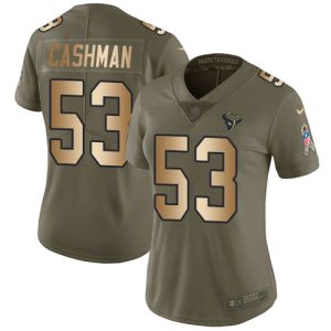 Texans #53 Blake Cashman Olive/Gold Women's Stitched NFL Limited 2017 Salute To Service Jersey