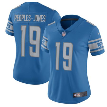 wholesale Lions #19 Donovan Peoples-Jones Blue Team Color Women's Stitched NFL Vapor Untouchable Limited Jersey