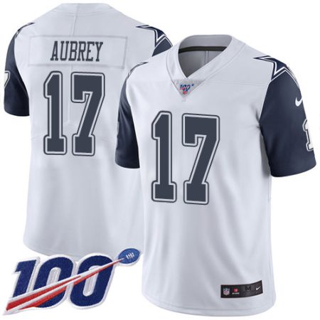 cowboys #17 brandon aubrey white men's stitched nfl limited rush 100th season cheap jersey