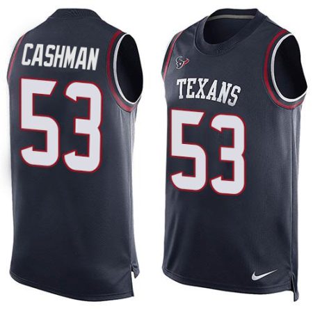 Texans #53 Blake Cashman Navy Blue Team Color Men's Stitched NFL Limited Tank Top Jersey