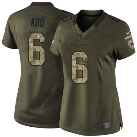 Falcons #6 Younghoe Koo Green Stitched Women's NFL Limited 2015 Salute to Service Jersey