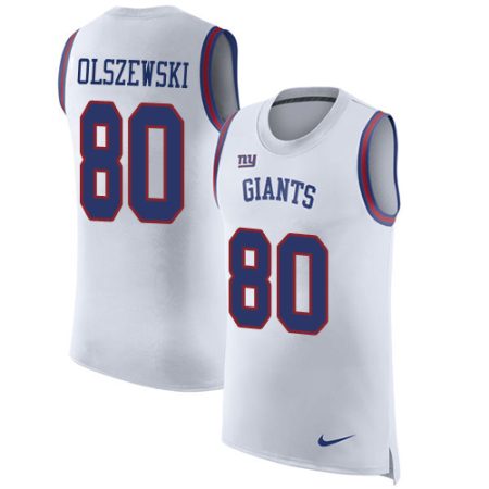 elite Giants #80 Gunner Olszewski White Men's Stitched NFL Limited Rush Tank Top Jersey