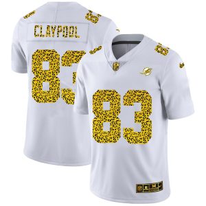 elite Miami Dolphins #83 Chase Claypool Men's Flocked Leopard Print Vapor Limited NFL Jersey White