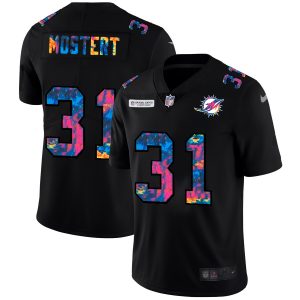 Miami Dolphins #31 Raheem Mostert Men's Multi-Color Black 2020 NFL Crucial Catch Vapor Untouchable Limited Jersey