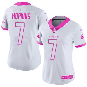 browns #7 dustin hopkins white/pink women's stitched nfl limited rush fashion cheap jersey