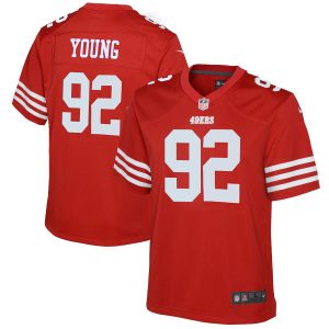 san francisco 49ers #92 chase young scarlet youth 2022-23 nfl game cheap jersey