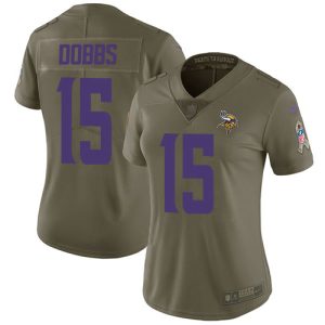 Vikings #15 Josh Dobbs Olive Women's Stitched NFL Limited 2017 Salute To Service Jersey