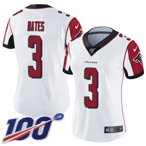 cheap Falcons #3 Jessie Bates White Stitched Women's NFL 100th Season Vapor Untouchable Limited Jersey