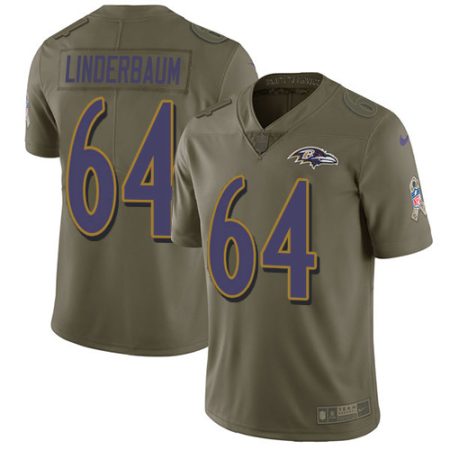 ravens #64 tyler linderbaum olive men's stitched nfl limited 2017 salute to service cheap jersey