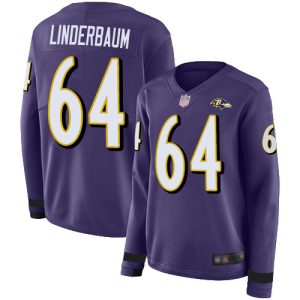 ravens #64 tyler linderbaum purple team color women's stitched nfl limited therma long sleeve wholesale jersey