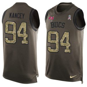 wholesale Buccaneers #94 Calijah Kancey Green Men's Stitched NFL Limited Salute To Service Tank Top Jersey