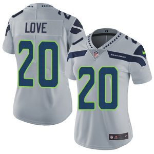 Seahawks #20 Julian Love Grey Alternate Women's Stitched NFL Vapor Untouchable Limited Jersey