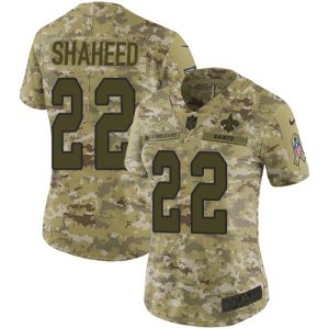 saints #22 rashid shaheed camo women's stitched nfl limited 2018 salute to service elite jersey