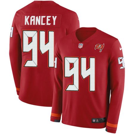 Buccaneers #94 Calijah Kancey Red Team Color Youth Stitched NFL Limited Therma Long Sleeve Jersey