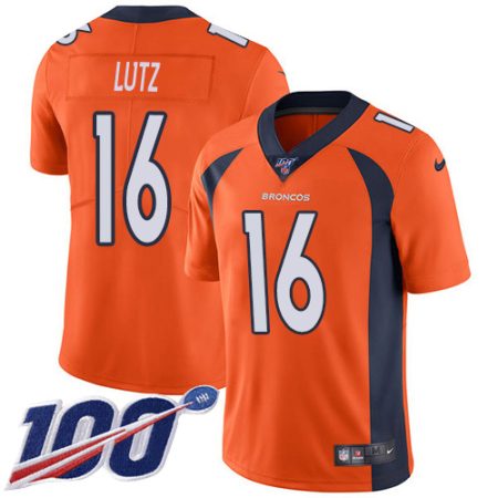 broncos #16 wil lutz orange team color men's stitched nfl 100th season vapor untouchable limited cheap jersey