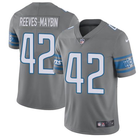 Lions #42 Jalen Reeves-Maybin Gray Men's Stitched NFL Limited Rush Jersey