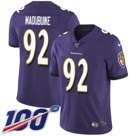 ravens #92 justin madubuike purple team color youth stitched nfl 100th season vapor untouchable limited cheap jersey