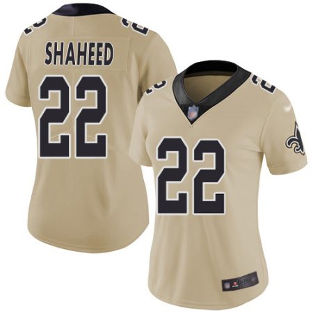 cheap Saints #22 Rashid Shaheed Gold Women's Stitched NFL Limited Inverted Legend Jersey