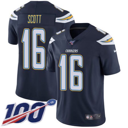 Chargers #16 J.K. Scott Navy Blue Team Color Men's Stitched NFL 100th Season Vapor Limited Jersey