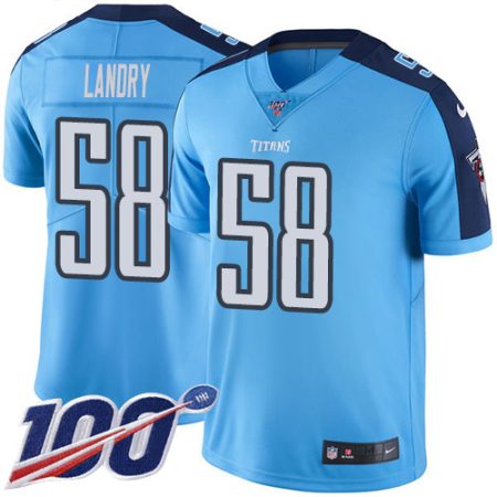 Titans #58 Harold Landry Light Blue Men's Stitched NFL Limited Rush 100th Season Jersey