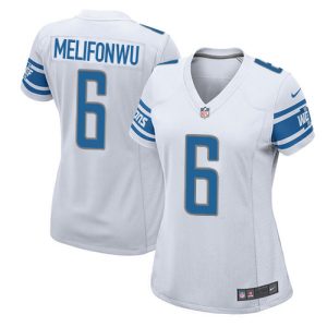 Lions #6 Ifeatu Melifonwu White Women's Stitched NFL Elite Jersey