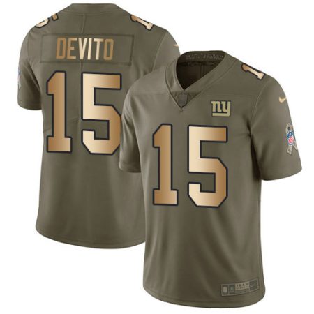 Giants #15 Tommy DeVito Olive/Gold Men's Stitched NFL Limited 2017 Salute To Service Jersey