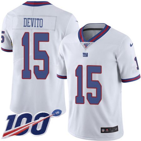 giants #15 tommy devito white men's stitched nfl limited rush 100th season cheap jersey